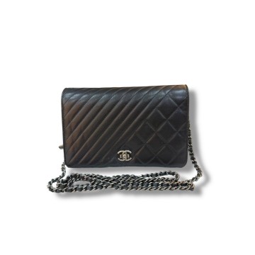 Chanel Coco Boy Quilted Wallet On Chain (Black)