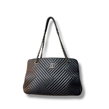 Chanel Crossing Shopping Tote Chevron Lambskin