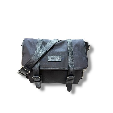 Gucci GG Nylon Messenger Bag (Black)