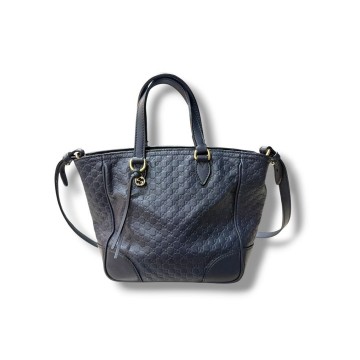 Gucci Microguccissima Bree Handle Satchel Bag (Navy)
