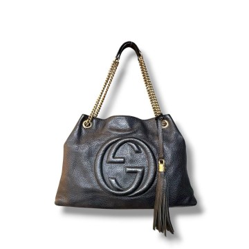 Gucci Chain Soho Shoulder Bag (Black)