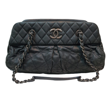 Chanel Iridescent Chic Quilted Bowler Bag (Dark Grey)