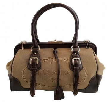 Prada Logo Jacquard Doctor Style Handbag